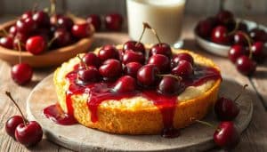 Rezept: Belgischer Milchreiskuchen mit warmen Kirschen
